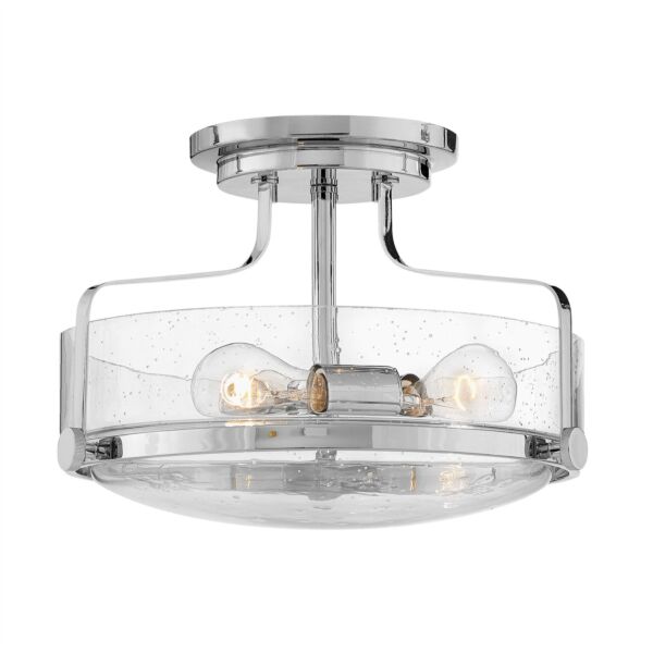Hinkley Lighting - Harper - HK-HARPER-SFS-CM-CS - Chrome Clear Seeded Glass 3 Light Flush Ceiling Light
