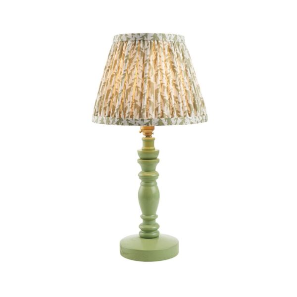 Endon Lighting - Bibury & Leaf 20cm - 115937 - Green Aged Brass Table Lamp With Shade