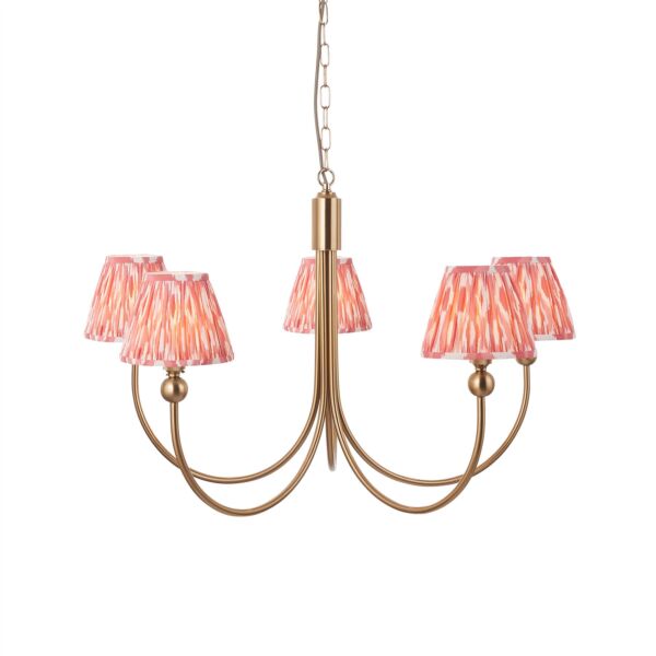 Endon Lighting - Santiago - 115047 - Aged Brass Pink 5 Light Ceiling Pendant Light