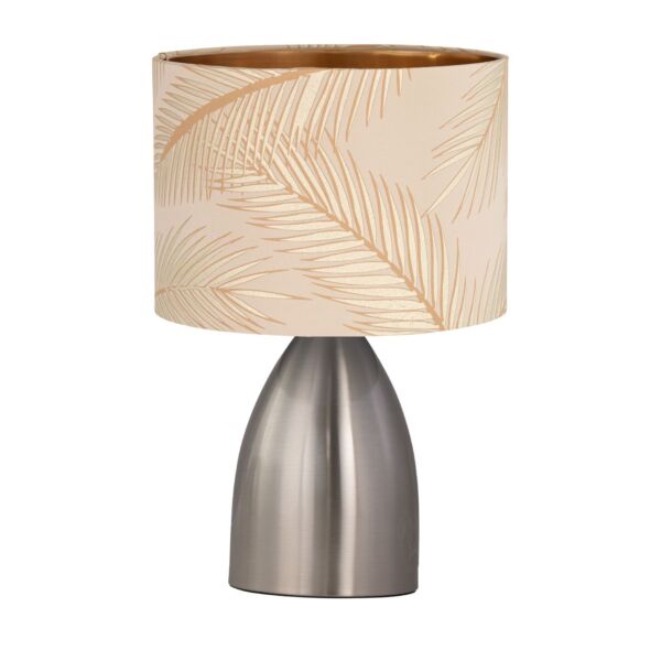Valentina - Brushed Chrome Touch Lamp with Champagne Embossed Shade
