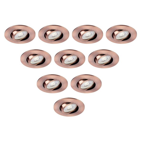 Saxby Lighting - Set of 10 Saxby ShieldONE 75 - 113318 & 113320 - Copper Tilt Recessed Fire Rated Ceiling Downlights