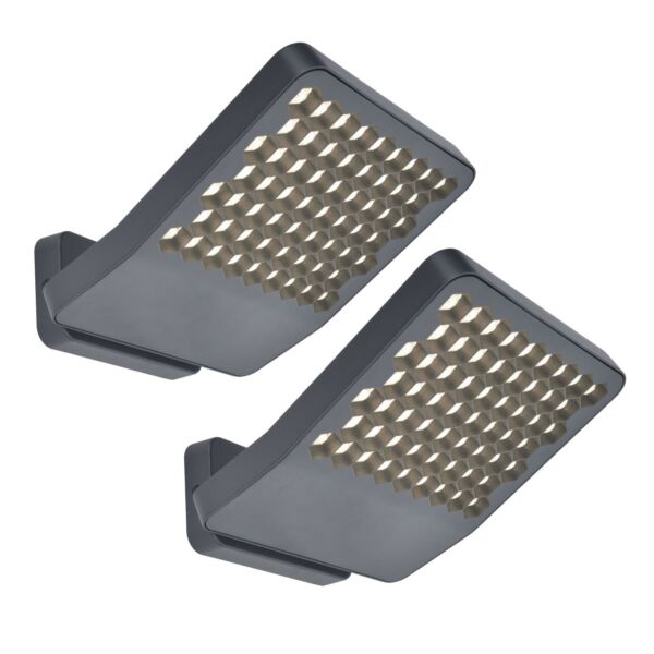 Set of 2 Atlantis - LED Dark Grey Clear IP54 Large Outdoor Floodlights