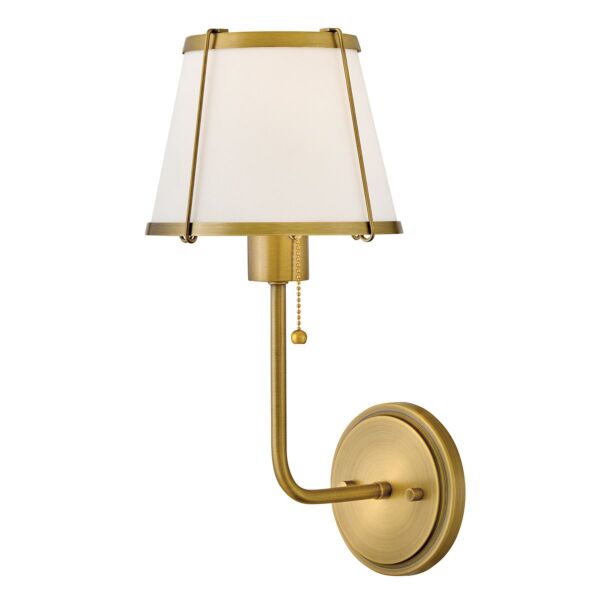 Hinkley Lighting - Clarke - HK-CLARKE1-DBR-OW - Antique Brass Off White Wall Light
