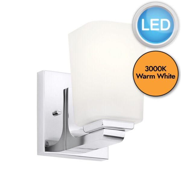 Kichler Lighting - Roehm - KL-ROEHM1-PC - LED Chrome Opal Glass IP44 Bathroom Wall Light