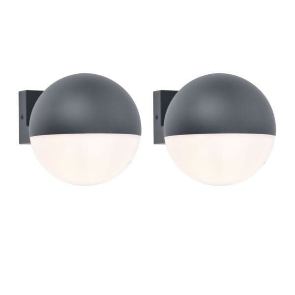 Set of 2 Looma - Dark Grey Opal IP54 Outdoor Wall Washer Lights