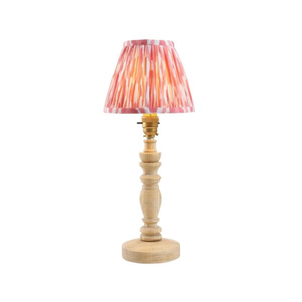 Endon Lighting - Bibury & Ikat 16cm - 115920 - Ash Wood Aged Brass Pink Table Lamp With Shade
