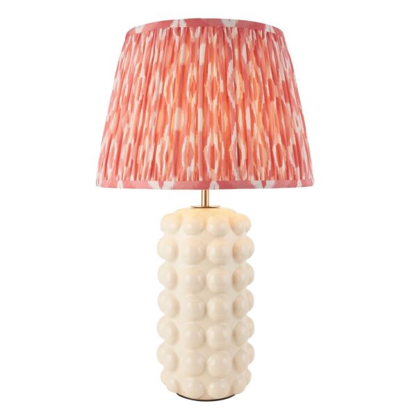 Endon Lighting - Bobble & Ikat 35cm - 116385 - White Crackle Aged Brass Pink Ceramic Table Lamp With Shade