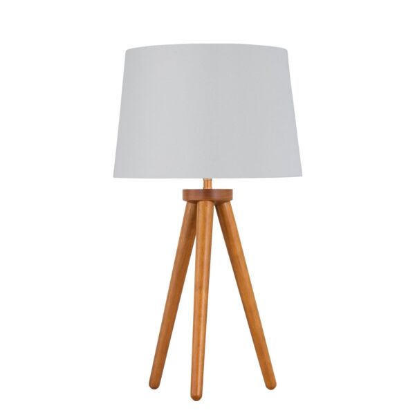 Voyage - Dark Oak Table Lamp Bedside Light with White & Silver Shade