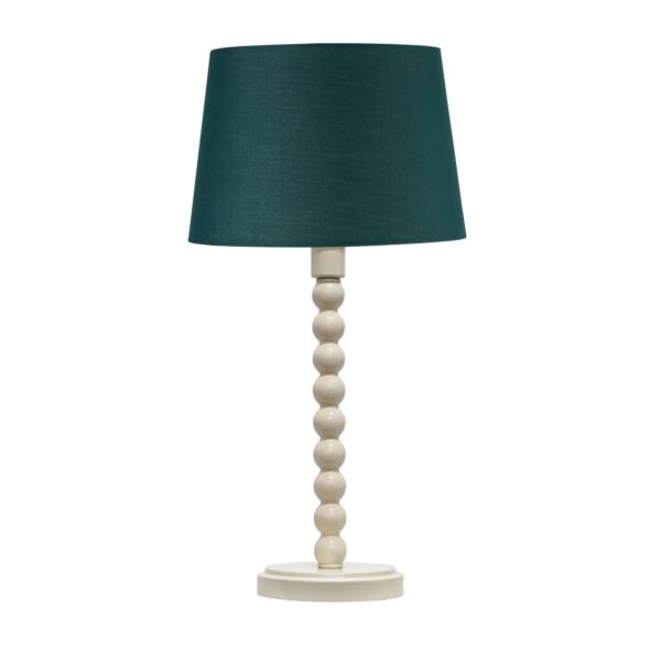 Bobbin - Ivory Lamp with Dark Green Cotton Shade