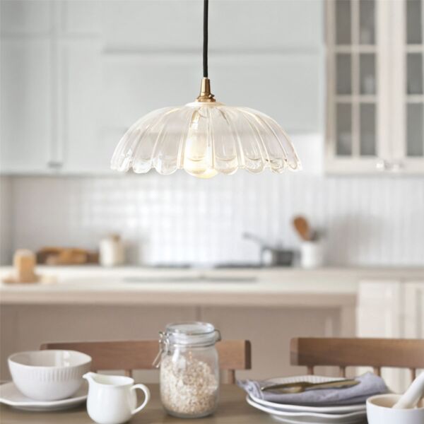 Endon Lighting - Eltham - 120750 - Aged Brass Black Twisted Clear Glass Ceiling Pendant Light