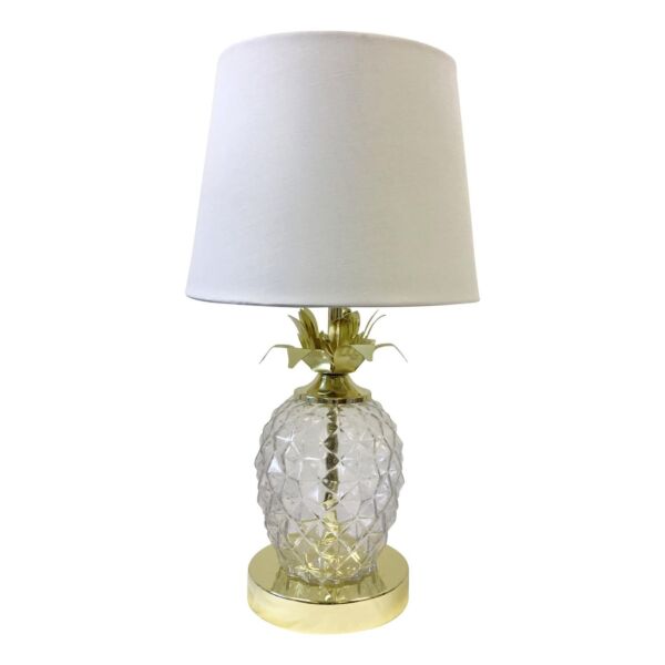 Gold Pineapple Touch Lamp with White Shade