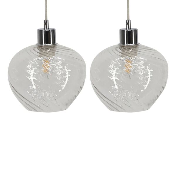Set of 2 Bradson - Clear Swirl Glass Easy Fit Pendant Shades