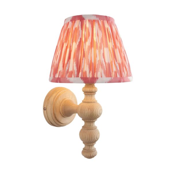 Endon Lighting - Bibury & Ikat 20cm - 114321 - Ash Wood Aged Brass Pink Wall Light