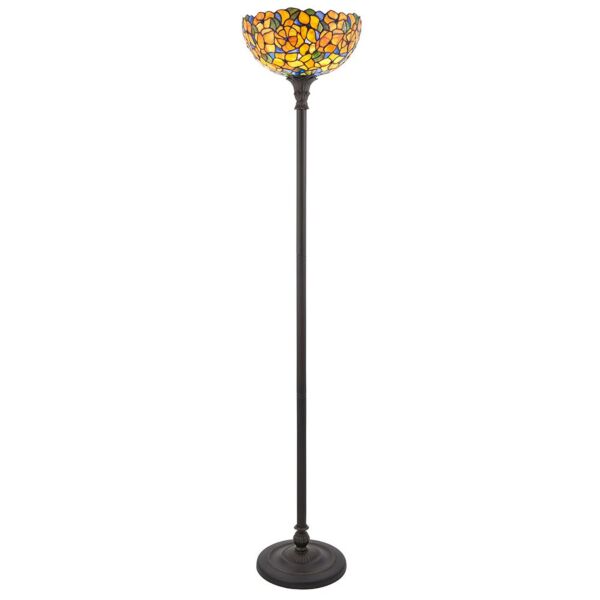 Interiors 1900 - Josette - 64208 - Dark Bronze Tiffany Glass Uplighter Floor Lamp