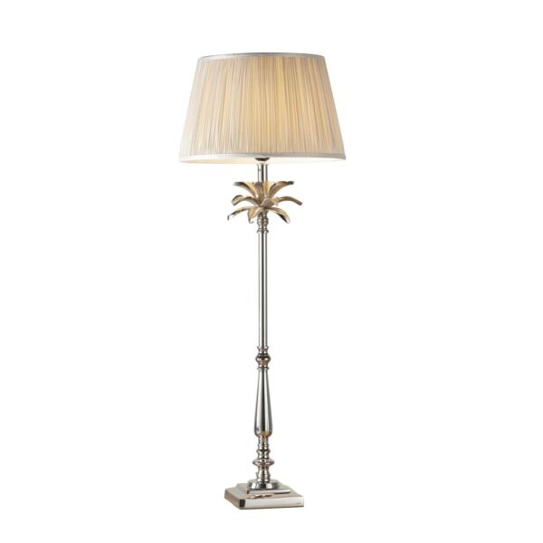 Endon Lighting - Leaf - 91160 - Nickel Oyster Table Lamp With Shade