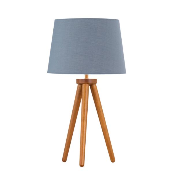 Voyage - Dark Oak Table Lamp or Bedside Light with Grey Shade