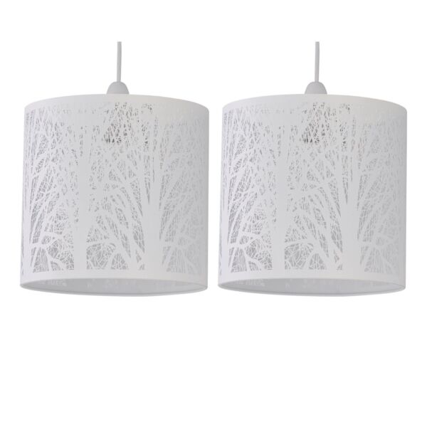 Set of 2 Forest - White Cut Out Pendant Shades