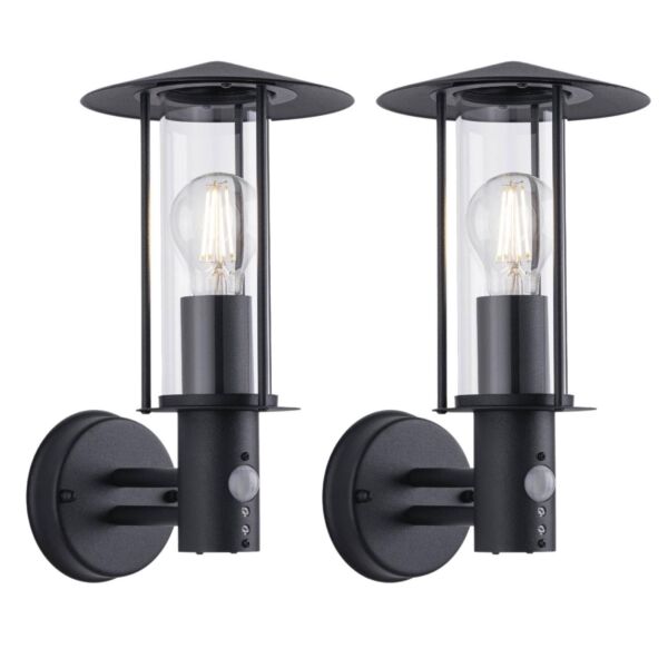Set of 2 Treviso - Black Motion Sensor Outdoor Security Lights