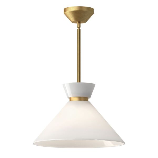 Elstead Lighting - Halston - ALM-HALSTON-P-M-GD - Gold Opal Glass Ceiling Pendant Light
