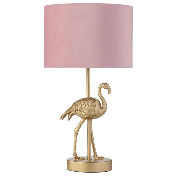 Flamingo - Gold Table Lamp with Pink Velvet Shade