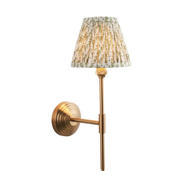 Endon Lighting - Obelisk T Bar & Leaf 16cm - 115691 - Aged Brass Green Wall Light