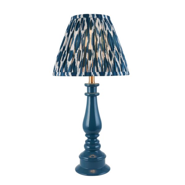 Endon Lighting - Myrtle & Ikat 25cm - 116352 - Blue Warm Brass Table Lamp With Shade