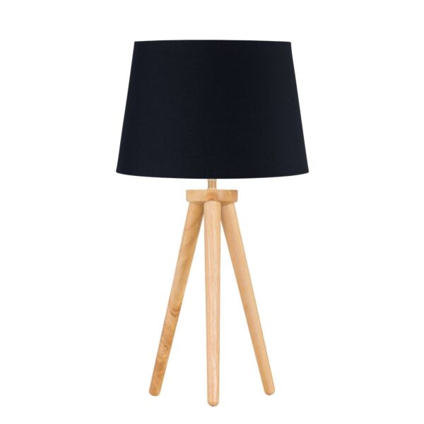 Voyage - Light Oak Table Lamp or Bedside Light with Black Shade
