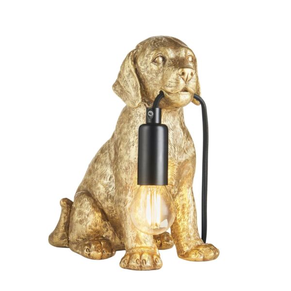 Endon Lighting - Labrador Puppy - 107364 - Vintage Gold Black Table Lamp