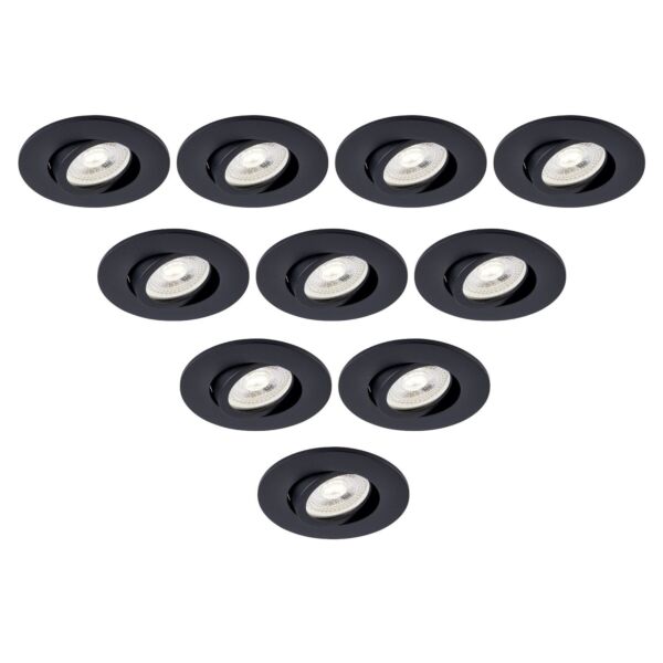 Saxby Lighting - Set of 10 Saxby ShieldONE 75 - 111578 & 113320 - Black Tilt Recessed Fire Rated Ceiling Downlights