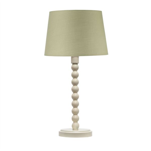 Bobbin - Ivory Lamp with Sage Green Cotton Shade