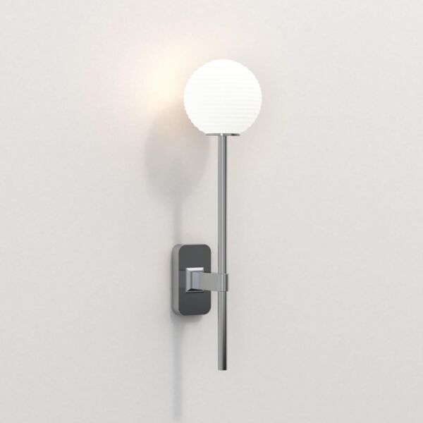 Astro Lighting - Tacoma Single Grande 1429003 & 5036004 - IP44 Polished Chrome Wall Light with White Ribbed Glass Shade