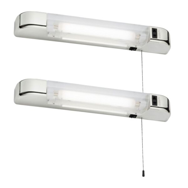 Set of 2 Rise - Chrome LED Bathroom Shaver Lights