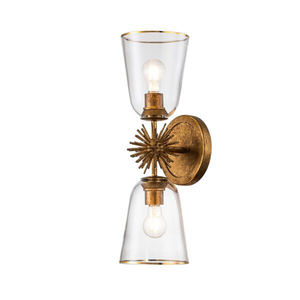 Elstead Lighting - Staring - STARING-2WB-DG-CLEAR - Distressed Gold Clear Glass 2 Light Wall Light
