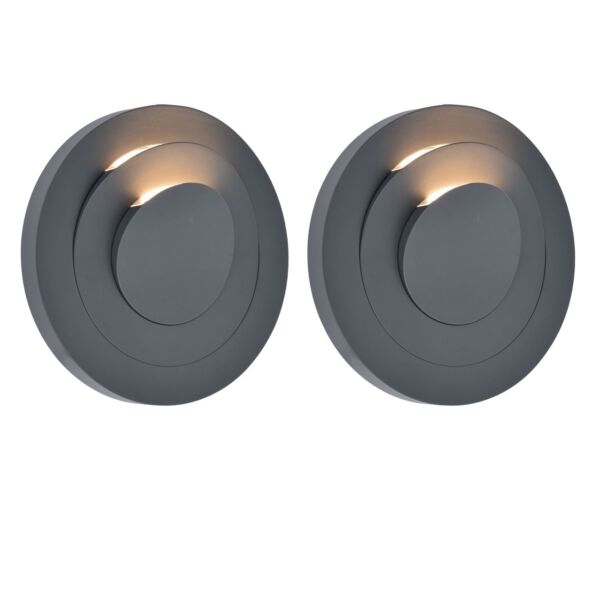 Set of 2 Moov - LED Dark Grey Opal 3 Light IP54 Outdoor Wall Washer Lights