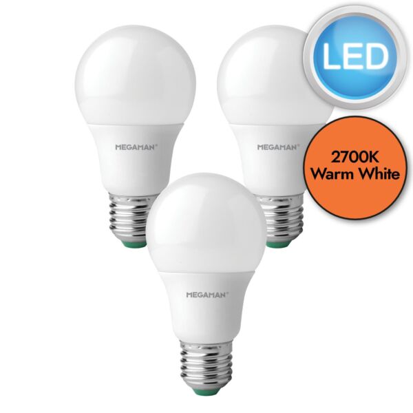 3 x 8.6W LED E27 Light Bulbs - Warm White