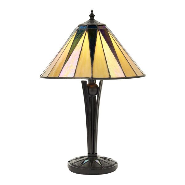 Interiors 1900 - Dark Star - 70367 - Black With Glass Inserts Tiffany Table Lamp