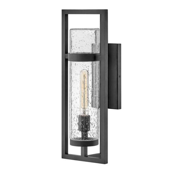 Hinkley Lighting - Cordillera - HK-CORDILLERA-M-BK - Black Clear Seeded Glass IP44 Outdoor Wall Light