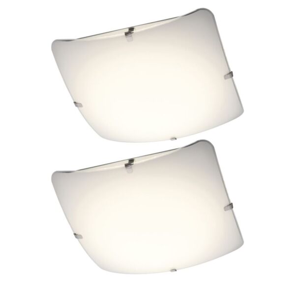 Set of 2 Eden - Frosted Glass Flush LED Ceiling Lights