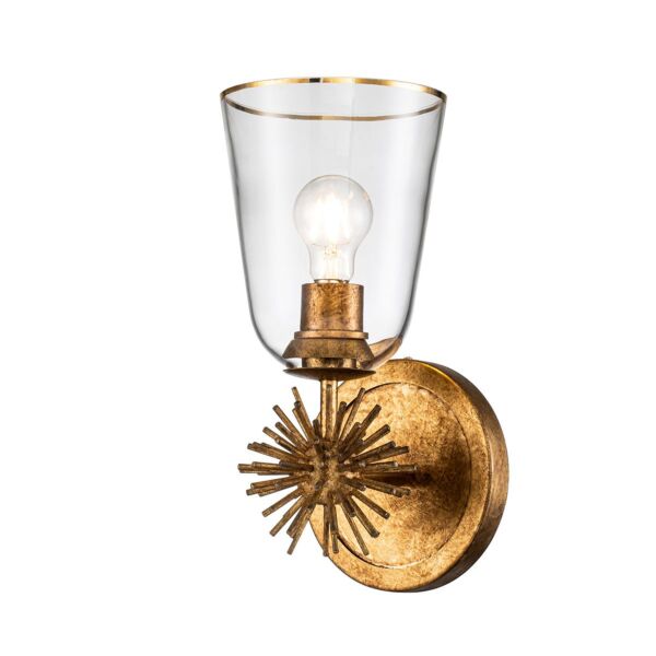 Elstead Lighting - Staring - STARING-1WB-DG-CLEAR - Distressed Gold Clear Glass Wall Light
