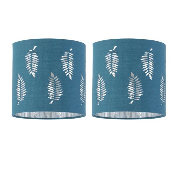 Set of 2 Fern - Teal Cut Out 15.5cm Table Lamp Shades