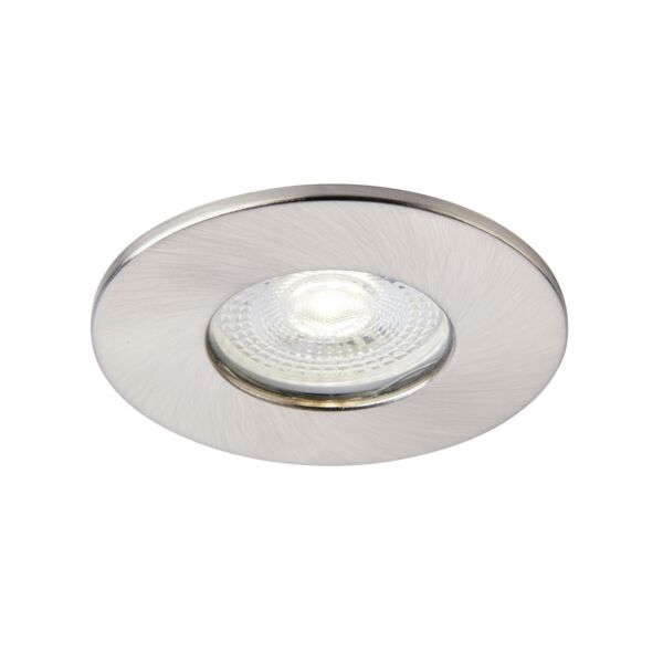 Saxby Lighting - Saxby ShieldONE 65 - 109805 & 111575 - Satin Nickel IP65 Fixed Bathroom Recessed Fire Rated Ceiling Downlight