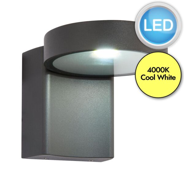 Saxby Lighting - Oreti - 67695 - LED Anthracite Clear Glass IP44 Outdoor Wall Light