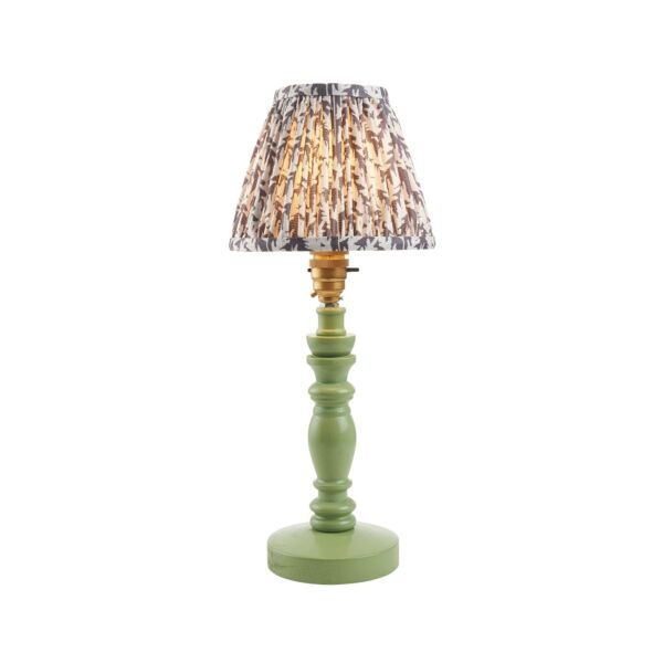 Endon Lighting - Bibury & Leaf 16cm - 115869 - Green Aged Brass Grey Table Lamp With Shade