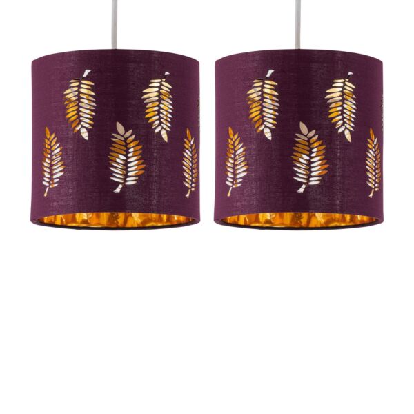 Set of 2 Fern - Burgundy Cut Out 15.5cm Table Lamp Shades