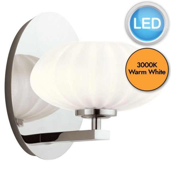 Quintiesse - Pim - QN-PIM1-PC - LED Chrome Opal Glass IP44 Bathroom Wall Light