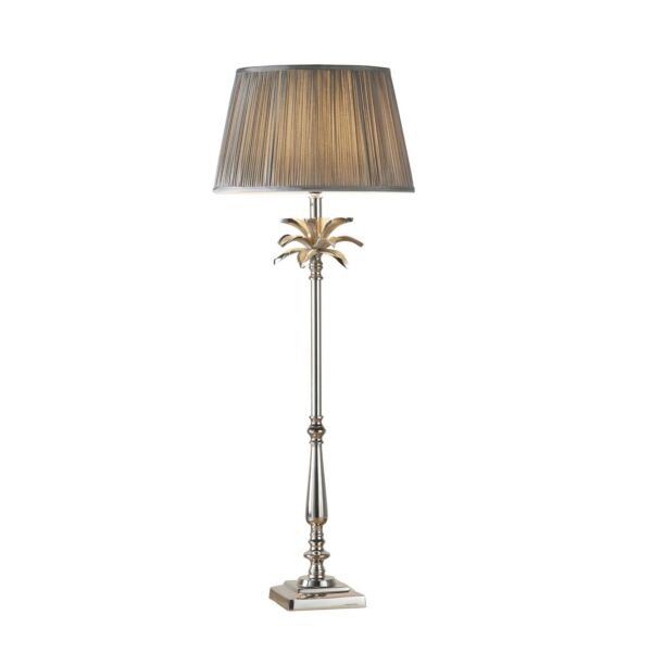 Endon Lighting - Leaf - 91157 - Nickel Charcoal Table Lamp With Shade