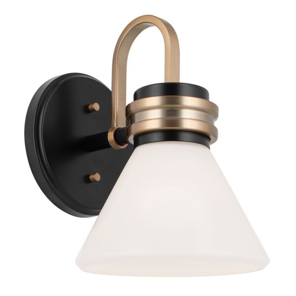 Kichler Lighting - Farum - KL-FARUM1-BK - Black Light Bronze Opal Glass IP44 Bathroom Wall Light