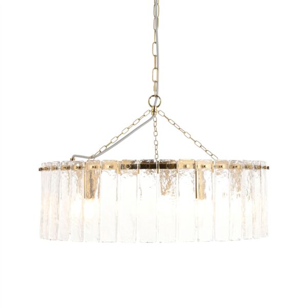 Endon Lighting - Karine - 118468 - Aged Brass Clear Textured Glass 5 Light Ceiling Pendant Light