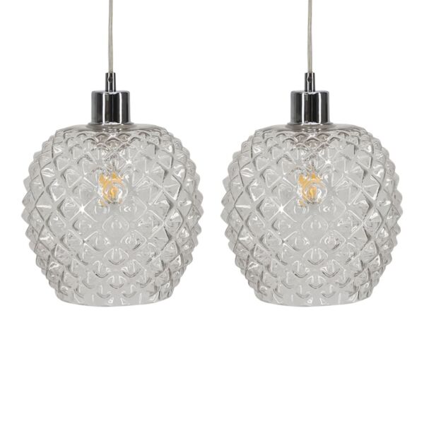 Set of 2 Baine - Clear Textured Glass Easy Fit Pendant Shades