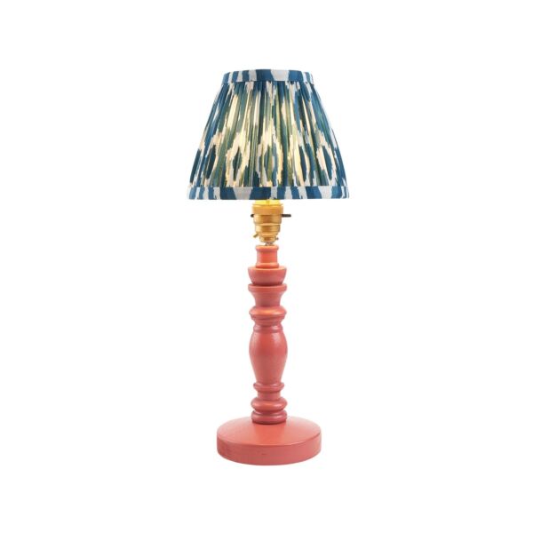 Endon Lighting - Bibury & Ikat 16cm - 115913 - Pink Aged Brass Blue Table Lamp With Shade